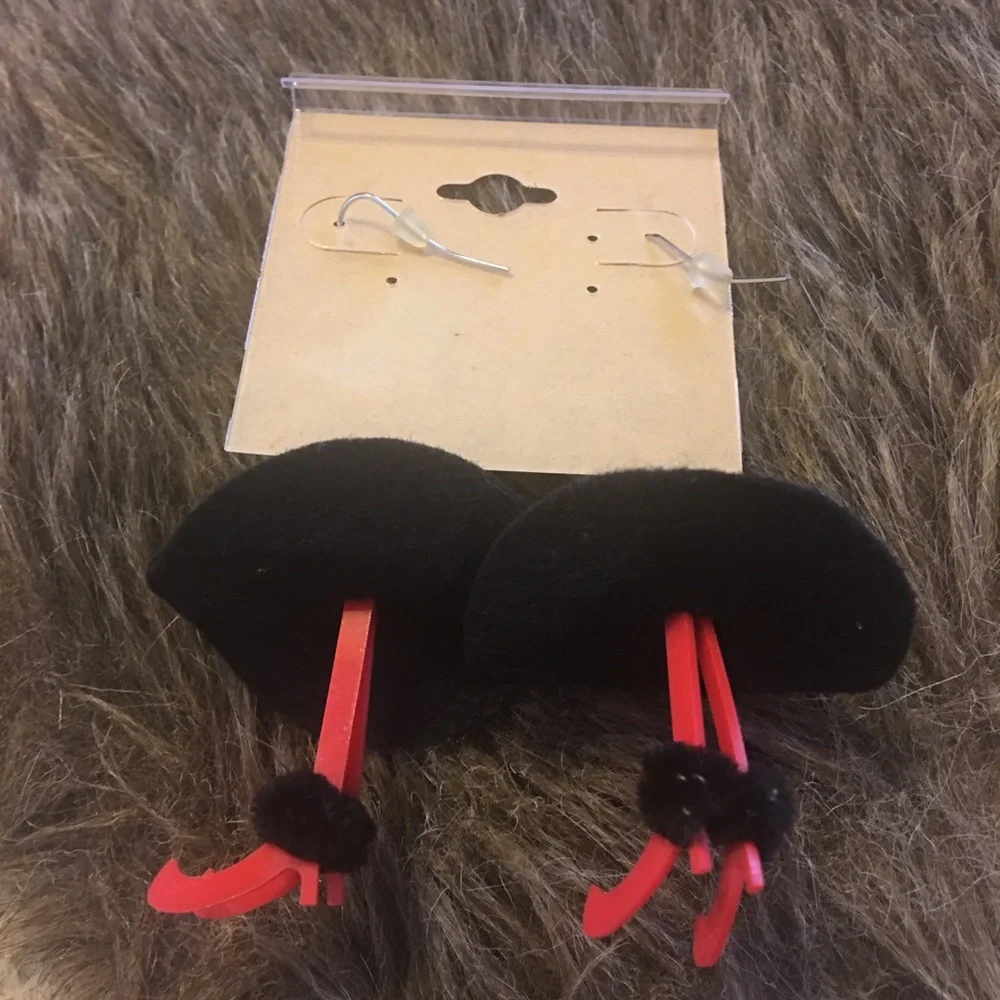 Halloween witch hat with legs fish hook earrings